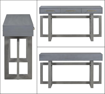 57” Entryway Console Sofa Table with Storage Drawers, Long Narrow Behind Couch Furniture for Living Room, Entrance, Hallway, Front Door, Antique Gray