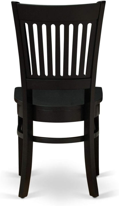 East West Furniture DLVA5-BLK-W 5 Piece Dining Set Includes a Round Dining Room Table with Dropleaf and 4 Kitchen Chairs, 42x42 Inch, Black