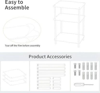 Acrylic Side Tables with 3 Shelve,Bedside Table Clear Nightstand for Bedroom Modern End Table for Living Room, Sofa Table, Side Table 15.7" L x11.8 Wx 23.6" H