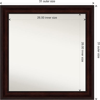 Amanti Art Silver Bathroom Mirror for Over Sink, 30x30 Classic Honey Silver Square Vanity Mirror, Large Casual Frame, Hangs Horizonally and Vertically, Bathroom Wall Decor, Non-Beveled Edge