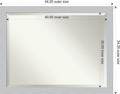 Amanti Art White Bathroom Mirror for Over Sink, 34x44 Shiplap White Rectangle Vanity Mirror, X-Large Coastal Wood Frame, Hangs Horizonally and Vertically, Bathroom Wall Decor, Beveled Edge from WI