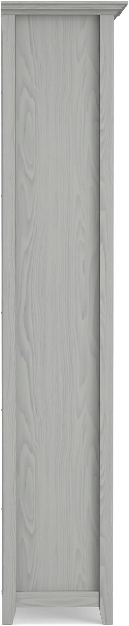 SIMPLIHOME Amherst Bookcase - 70 inch Tall 5-Shelf Solid Wood Bookshelf in Fog Grey, Transitional Storage for Living Room, Study Room or Office with Adjustable Shelves and Tapered Legs