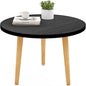 Round Coffee Table Low Table with 3 Solid Wood Sturdy Legs, Floor Table Desk for Sitting on The Floor, Storage and Living Room Furniture (Black)