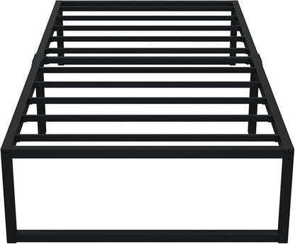 EMODA 14 Inch Narrow Twin Bed Frame 30x75, Heavy Duty Metal Platform No Box Spring Needed, Easy Assembly Noise Free, Black