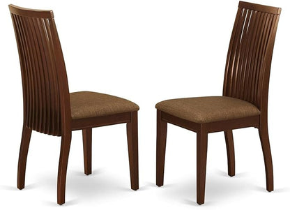 East West Furniture MLIP3-MAH-C 3 Piece Dining Table Set Contains a Rectangle Dining Room Table with Butterfly Leaf and 2 Linen Fabric Upholstered Chairs, 36x54 Inch, Mahogany