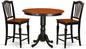 East West Furniture TRCH3-BLK-W 3 Piece Counter Height Dining Table Set Contains a Round Wooden Table and 2 Kitchen Dining Chairs, 42x42 Inch, Black & Cherry