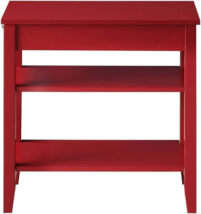 Convenience Concepts American Heritage Chairside End Table with Drawer 23.5" - Classic Living Room Table with Storage Shelf, Bedroom Nightstand, Cranberry Red
