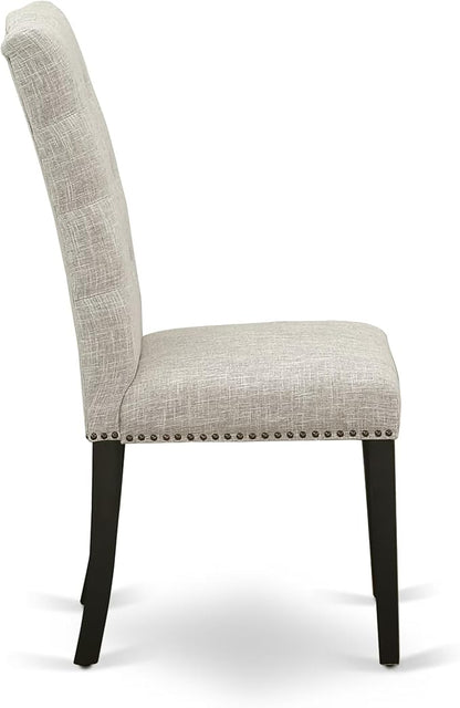East West Furniture V677EL635-6 6 Piece Dining Table Set Contains a Rectangle Kitchen Table with V-Legs and 4 Doeskin Linen Fabric Upholstered Chairs with a Bench, 40x72 Inch, Multi-Color