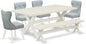 East West Furniture X027SI215-6 6 Piece Kitchen Table Set Contains a Rectangle Dining Table with X-Legs and 4 Baby Blue Linen Fabric Upholstered Chairs with a Bench, 40x72 Inch, Multi-Color