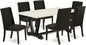 East West Furniture V627FL624-7 7 Piece Modern Dining Table Set Consist of a Rectangle Wooden Table with V-Legs and 6 Black Linen Fabric Parson Dining Chairs, 40x72 Inch, Multi-Color