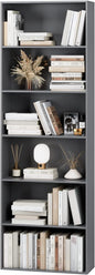 FOTOSOK 6-Tier Open Bookcase and Bookshelf, Freestanding Display Storage Shelves Tall Bookcase for Bedroom, Living Room and Office, Dark Gray