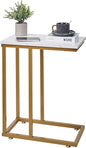 VECELO C Shaped End Side Table for Sofa Couch and Bed Snack TV Tray for Living Room Bedroom, 1 Set, Gold