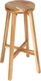 Round Stool Acacia Wood, 28" Height, 11" Round Top, Backless, Easy Assembly, Natural Wax Finish, Wooden Stool for Plant, Dining Room, Living Room, Garden, Makeup