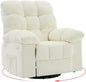 Rocking Recliner Chair,360° Swivel Rocker Chair for Living Room,Upholstered Fabric Glider Nursery Chair with Side Pockets for Small Spaces,Q235 Steel Frame Lazy Boy Recliner Single Sofa(Beige)