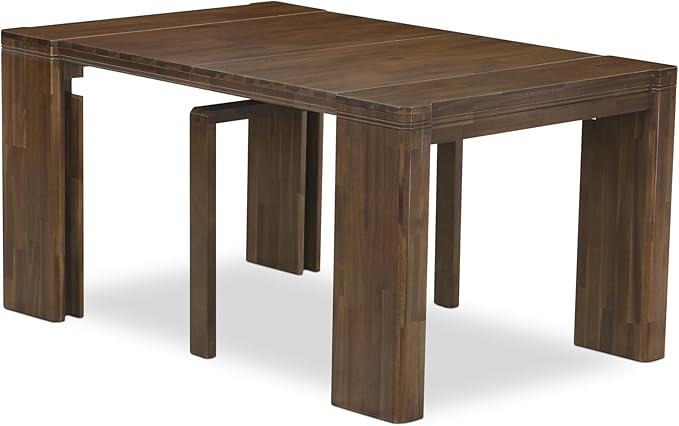 X07FO-B08-18 - 9 Pieces Dining Set Includes an Extendable Rectangle Kitchen Table, 7 Dining Chairs and 1 Modern Bench, 39x120 Inch, Antique Walnut