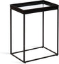Kate and Laurel Lonsdale Modern Glass Narrow End Table; 18 x 12 x 24; Clear Glass and Black; Decorative Contemporary Glass and Metal Side Table for Use as Bedroom Nightstand or Living Room Accent
