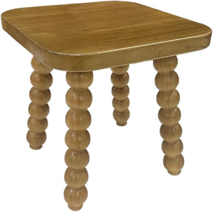 Solid Wooden Footstool 9.3 Inch - Short Stool for Kids & Adults, Sensory Table Helper - Sturdy Foot Stool for Bathroom, Kitchen, Bedroom, Natural Plant Stand, Toddler Helper (Nature)