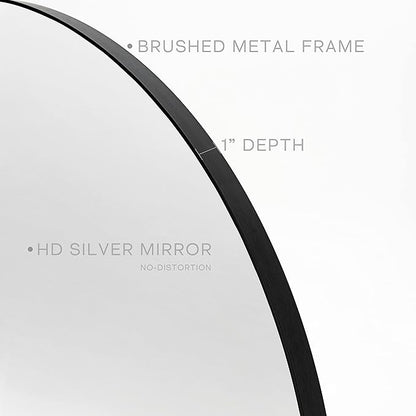 Black Round Mirror, 30 Inch Round Bathroom Mirror with Metal Frame Circle Mirrors for Wall, Bedroom, Vanity, Living Room, Entryway, Washrooms, Home Decor
