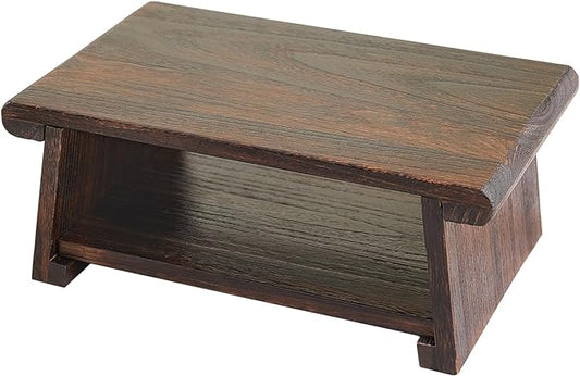Japanese Altar Table,Folding Floor Table,Wood Small Low Meditation Table,Coffee Table for Living Room, Brown,19.7" x 11.8" x 7.9"
