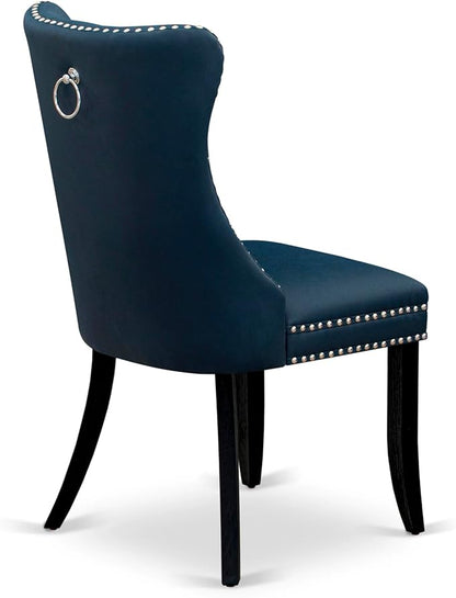East West Furniture LGDA7-BLK-29 7 Piece Dining Set Consists of a Rectangle Kitchen Table with Butterfly Leaf and 6 Polyester Fabric Upholstered Chairs, 42x84 Inch, Black