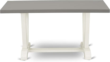 East West Furniture V097LA015-5 5 Piece Modern Dining Table Set Includes a Rectangle Wooden Table with V-Legs and 4 Baby Blue Linen Fabric Upholstered Chairs, 40x72 Inch, Multi-Color