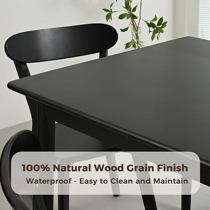 DELAVIN 70.8" Large Solid Wood Dining Table for 6-8 People, Mid Century Modern Rectangular Oak Kitchen Table, Farmhouse Dining Room Table, Easy Assembly, Black
