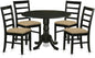 East West Furniture DLPF5-BLK-C 5 Piece Dining Table Set for 4 Includes a Round Kitchen Table with Dropleaf and 4 Linen Fabric Dining Room Chairs, 42x42 Inch, Black