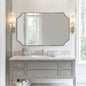 ANDY STAR 30x48 Inch Chrome Mirror, Large Scalloped Bathroom Mirror, Unique Rectangle Mirror with Rust-Proof Stainless Steel 1" Frame, Hangs Vertically or Horizontally