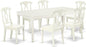 East West Furniture DOKE7-LWH-W 7 Piece Dining Set Consist of a Rectangle Dining Table with Butterfly Leaf and 6 Kitchen Chairs, 42x78 Inch, Linen White