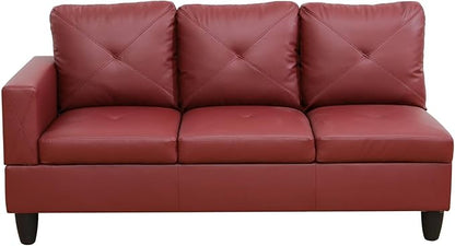 NicBex Sectional Couch 3 Pieces Sofa Set with Left Chaise Faux Leather L Shaped Cloud Couch for Living Room Furniture Sets with Storage Ottoman, Modular Sofa for Living Room & Apartment, Red