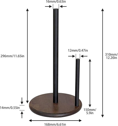 Paper Towel Holder Countertop with Real Wood Round Base, Farmhouse Paper Towel Holder Stand for Kitchen Dining Table Home Decor