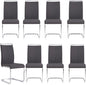 Dining Chairs Set, Kitchen Modern Metal Chairs with Faux Leather Padded Seat High Back and Sturdy Chrome Legs, Chairs for Dining Room (Grey, Set of 8)