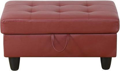 NicBex Sectional Couch 3 Pieces Sofa Set with Left Chaise Faux Leather L Shaped Cloud Couch for Living Room Furniture Sets with Storage Ottoman, Modular Sofa for Living Room & Apartment, Dark Red