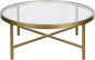 Henn&Hart 36" Wide Round Coffee Table with Glass Top in Brass, Modern coffee tables for living room, studio apartment essentials