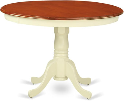 East West Furniture HLIP3-BMK-W 3 Piece Dining Set Contains a Round Dining Room Table with Pedestal and 2 Kitchen Chairs, 42x42 Inch, Buttermilk & Cherry