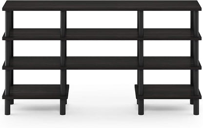 Furinno Turn-N-Tube 4-Tier Multipurpose Wide Shelf TV Stand, Espresso/Black