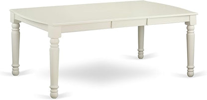 East West Furniture DOVE5-LWH-W 5 Piece Dining Set Includes a Rectangle Dining Room Table with Butterfly Leaf and 4 Wood Seat Chairs, 42x78 Inch, Linen White