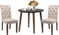COLAMY 3-Piece Extendable Dining Table Set for 2, 36" Round Kitchen Wood Table with 2 Tufted Dining Room Chairs, Light Brown/Beige