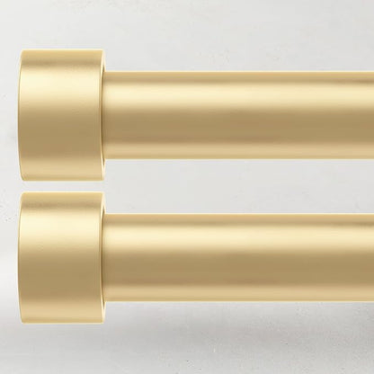 2 Pack Curtain Rods for Windows 72 to 144 Inch, 1 Inch Gold Curtain Rods Set, Adjustable Heavy Duty Curtain Rod, Outdoor Curtain Rods for Patio Bedroom, Drapery Rods with End Cap, Size 32"- 150"