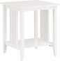 OSP Home Furnishings Sierra Side Table with Lower Storage Shelf and Mission Style Side Panels, White