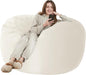 HABUTWAY Bean Bag Chair: Giant 4' Memory Foam Furniture Bean Bag Chairs for Adults with Microfiber Cover 4Ft (Beige)