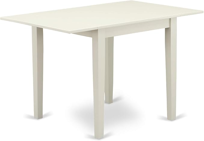 East West Furniture NDBO5-LWH-W 5 Piece Dining Room Table Set Includes a Rectangle Dining Table with Dropleaf and 4 Wood Seat Chairs, 30x48 Inch, Linen White