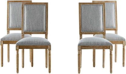 Merax Upholstered Solid Wood Dining Chairs Set of 4, French Country Style Accent Side Seating Furniture for Kitchen, Living Room, Cushioned Back, Grayish Green