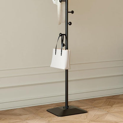 Coat rack,Metal coat hanger stand,Coat Tree freestanding Heavy duty with 8 Hooks and Cast iron base for coats,Hat,scarf,jacket,purse