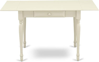East West Furniture MZKE5-LWH-W 5 Piece Dining Room Furniture Set Includes a Rectangle Kitchen Table with Dropleaf and 4 Dining Chairs, 36x54 Inch, Linen White