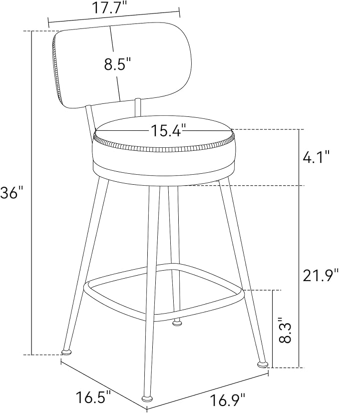 Counter Height Bar Stools, 26" H Swivel Barstools Set of 8, Faux Leather Kitchen Counter Stools with Back and Stylish Stitching, Metal Frame, Pub, Home Bar, Balck Green
