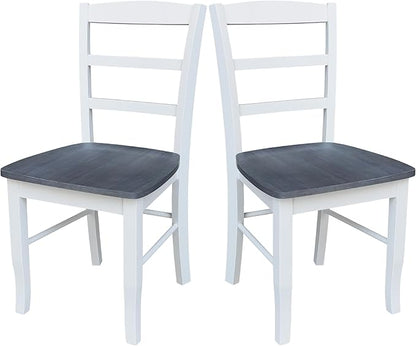 IC International Concepts Set of Two Madrid Ladderback Dining Chairs, White/Heather Gray