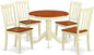 East West Furniture ANTI5-WHI-W 5 Piece Modern Dining Table Set Includes a Round Kitchen Table with Pedestal and 4 Dining Chairs, 36x36 Inch, Buttermilk & Cherry