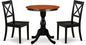 East West Furniture ESBO3-BCH-W 3 Piece Kitchen Table & Chairs Set Contains a Round Dining Room Table with Pedestal and 2 Dining Chairs, 30x30 Inch, Black & Cherry