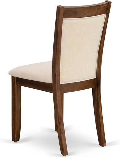 East West Furniture V777MZN32-6 6 Piece Dining Set Contains a Rectangle Dining Room Table with V-Legs and 4 Light Beige Linen Fabric Parson Chairs with a Bench, 40x72 Inch, Multi-Color